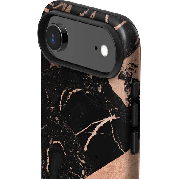 Black and Rose Gold Marble Split iPhone 17 Air Impact Case