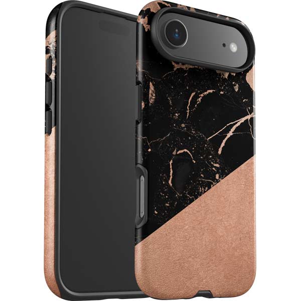 Black and Rose Gold Marble Split iPhone 17 Air Impact Case