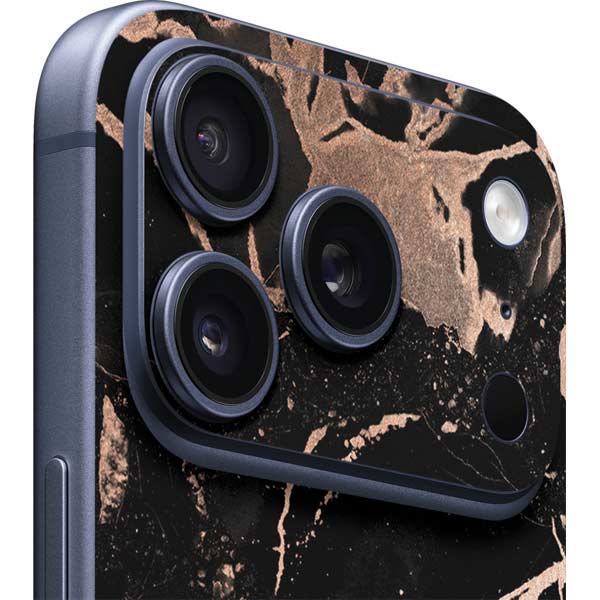 Black and Rose Gold Marble Split iPhone 17 Pro Skin