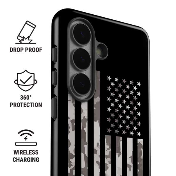 Black and White Camo American Flag Galaxy S26 Plus Impact Case