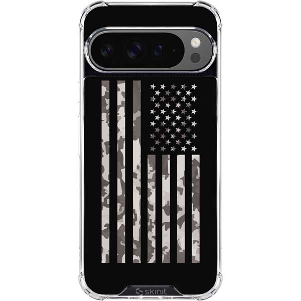 Black and White Camo American Flag Google Pixel 10 Pro XL Clear Case