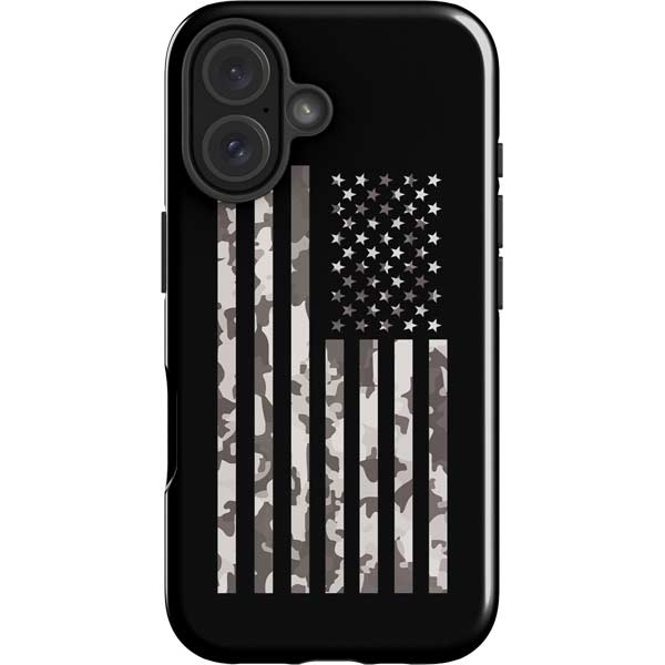 Black and White Camo American Flag iPhone 17 Impact Case