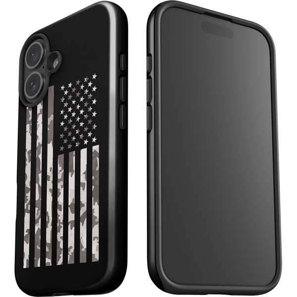 Black and White Camo American Flag iPhone 17 Impact Case