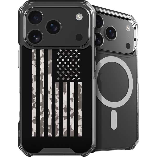 Black and White Camo American Flag iPhone 17 Pro MagSafe Case
