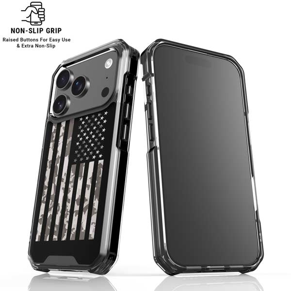 Black and White Camo American Flag iPhone 17 Pro MagSafe Case