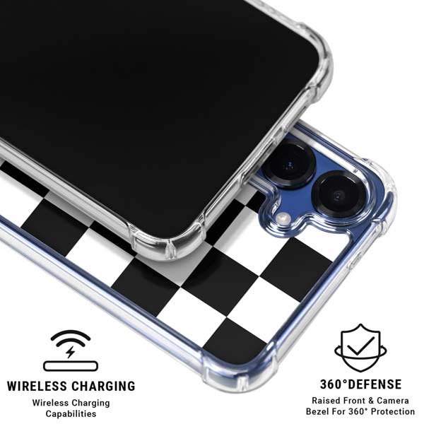 Black and White Checkered Galaxy S25 Plus Clear Case