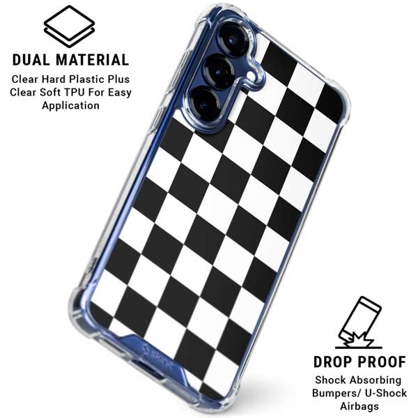 Black and White Checkered Galaxy S25 Plus Clear Case