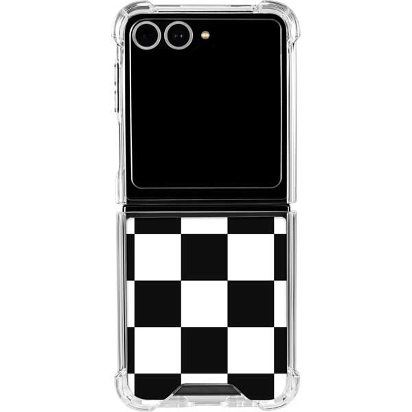 Black and White Checkered Galaxy Z Flip7 Clear Case