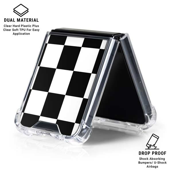 Black and White Checkered Galaxy Z Flip7 Clear Case