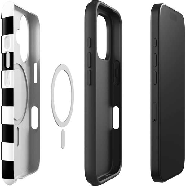 Black and White Checkered iPhone 16 Magsafe Impact Case