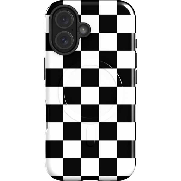 Black and White Checkered iPhone 16 Plus Magsafe Impact Case