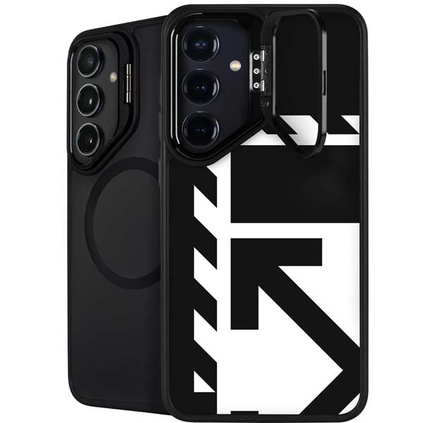 Black and White Geometric Shapes Galaxy S26 Plus Kickstand Case