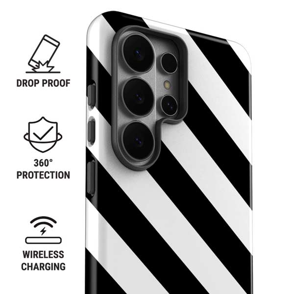 Black and White Geometric Stripes Galaxy S26 Ultra Impact Case