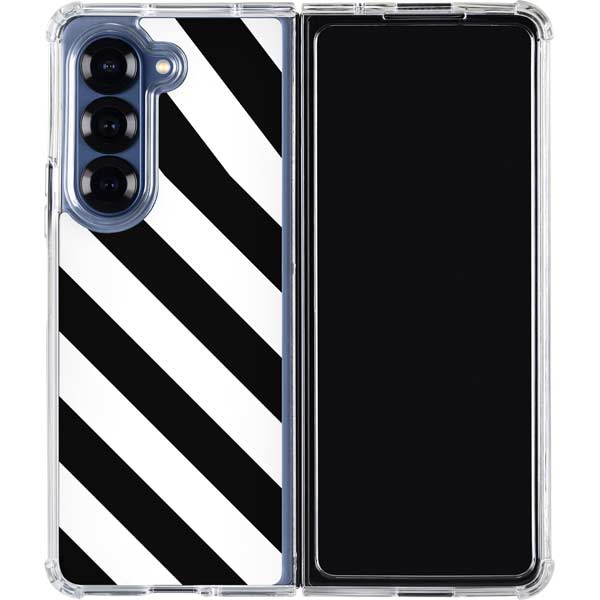 Black and White Geometric Stripes Galaxy Z Fold7 Clear Case