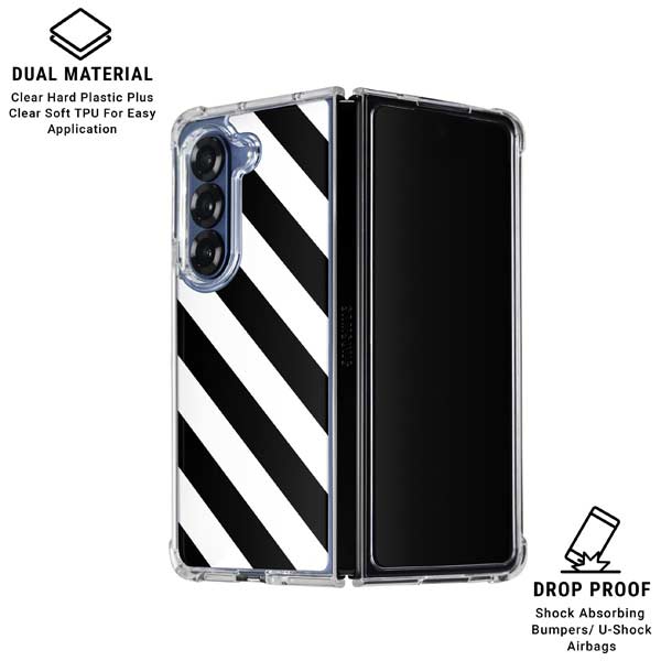 Black and White Geometric Stripes Galaxy Z Fold7 Clear Case