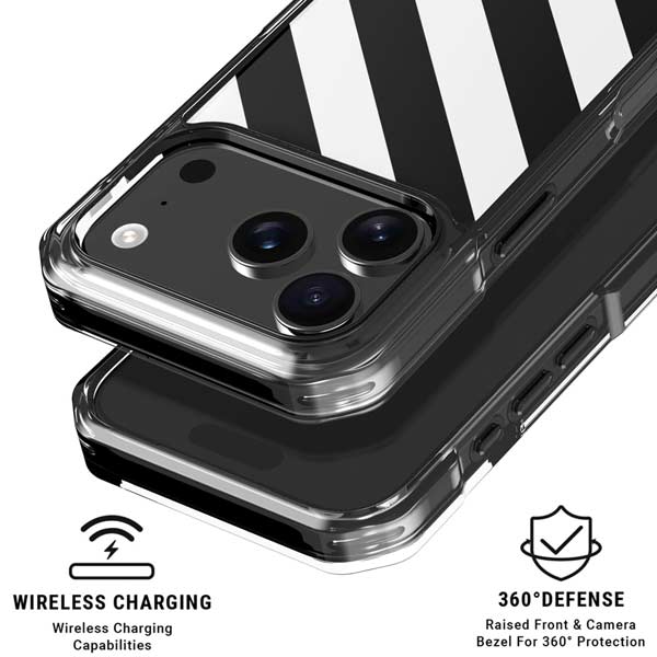 Black and White Geometric Stripes iPhone 17 Pro MagSafe Case