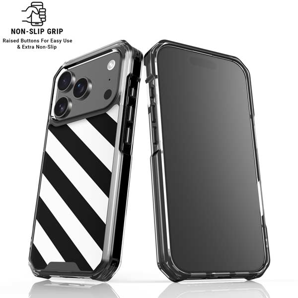 Black and White Geometric Stripes iPhone 17 Pro MagSafe Case
