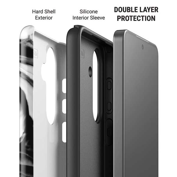 Black and White Marble Ink Galaxy S26 Impact Case
