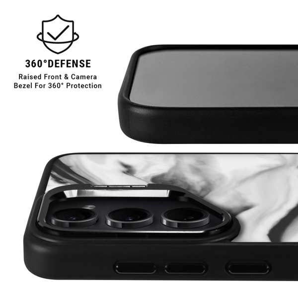 Black and White Marble Ink Galaxy S26 Kickstand Case