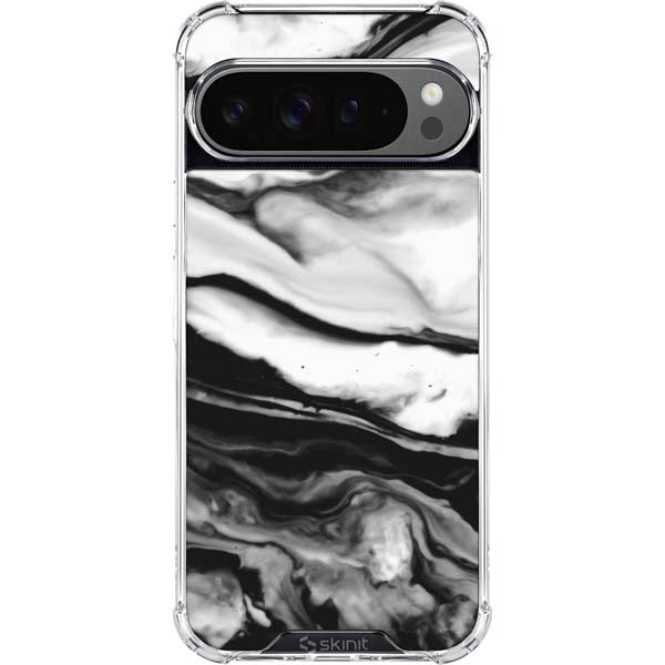 Black and White Marble Ink Google Pixel 10 Pro XL Clear Case