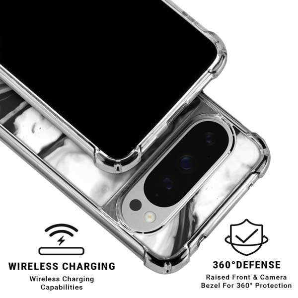 Black and White Marble Ink Google Pixel 10 Pro XL Clear Case