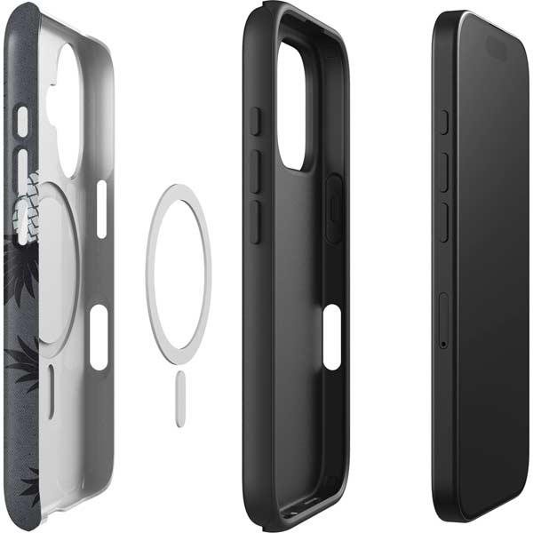 Black and White Pineapples iPhone 16 Magsafe Impact Case