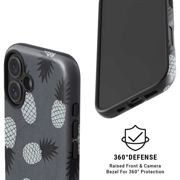 Black and White Pineapples iPhone 16 Magsafe Impact Case