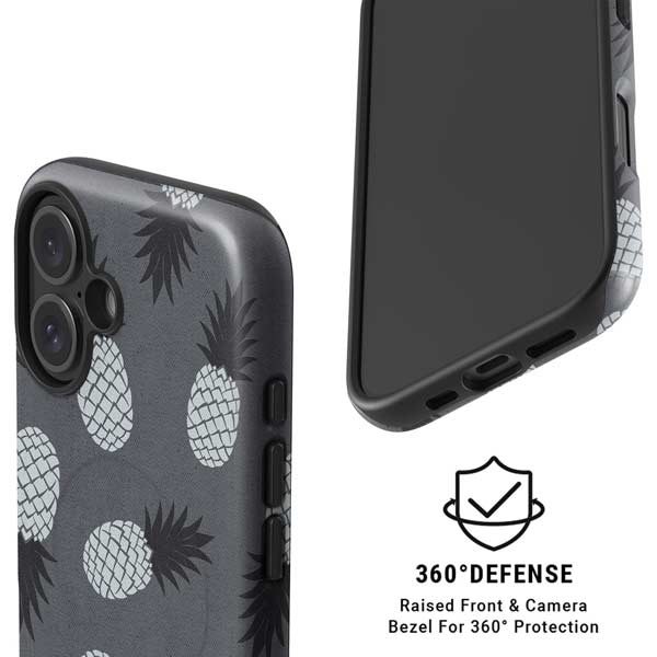 Black and White Pineapples iPhone 16 Plus Magsafe Impact Case