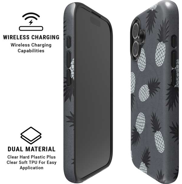 Black and White Pineapples iPhone 16 Plus Magsafe Impact Case