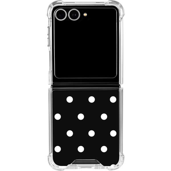 Black and White Polka Dots Galaxy Z Flip7 Clear Case