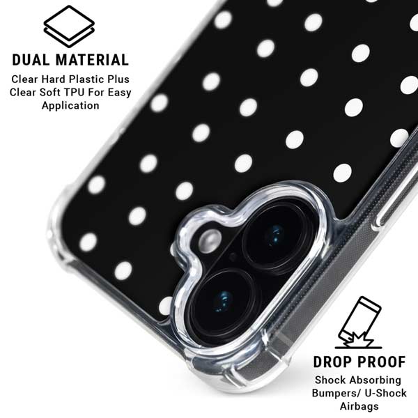 Black and White Polka Dots iPhone 17 Clear Case