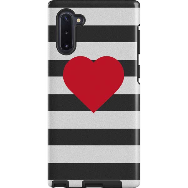 Black And White Striped Heart Galaxy Cases