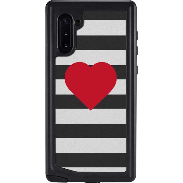 Black And White Striped Heart Galaxy Cases