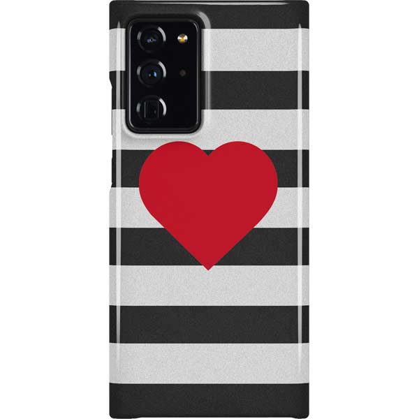 Black And White Striped Heart Galaxy Cases