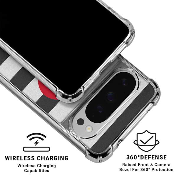 Black And White Striped Heart Google Pixel 10 Pro Clear Case