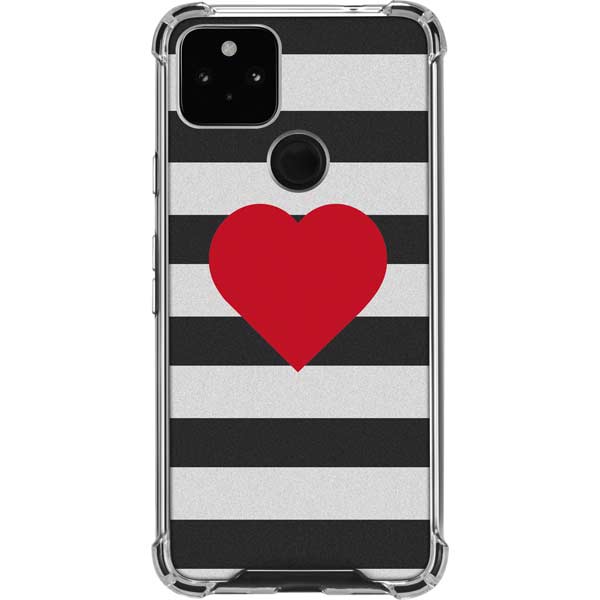Black And White Striped Heart Pixel Cases