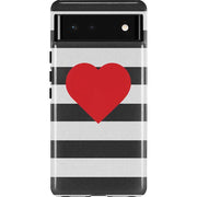 Black And White Striped Heart Pixel Cases
