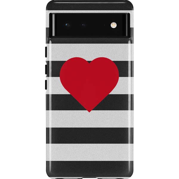Black And White Striped Heart Pixel Cases