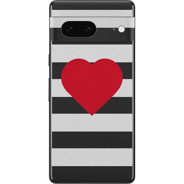 Black And White Striped Heart Pixel Skins