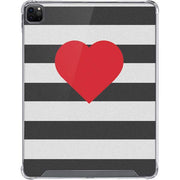 Black And White Striped Heart iPad Cases