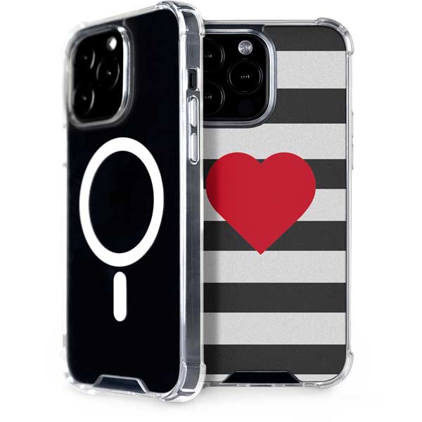 Black And White Striped Heart iPhone Cases