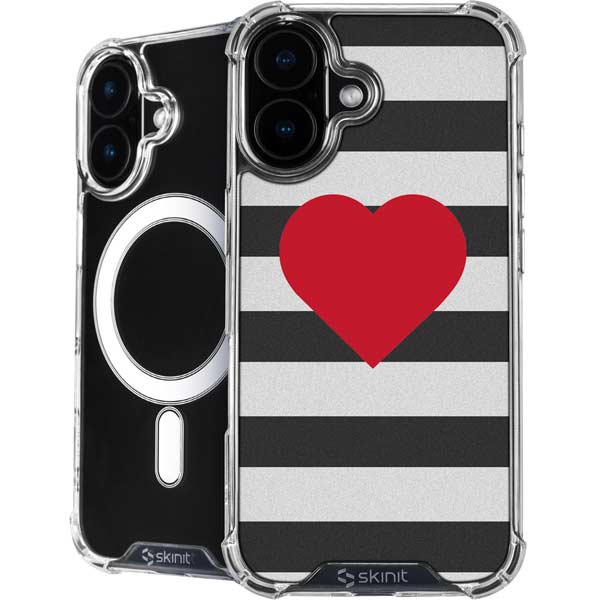 Black And White Striped Heart iPhone 17 MagSafe Case