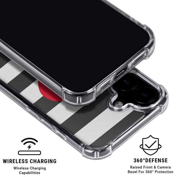 Black And White Striped Heart iPhone 17 MagSafe Case