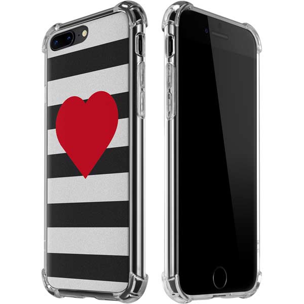 Black And White Striped Heart iPhone Cases
