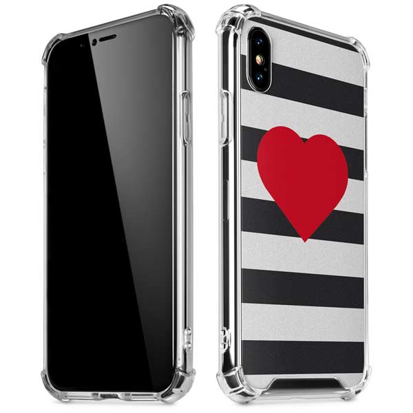 Black And White Striped Heart iPhone X/XS Clear Case