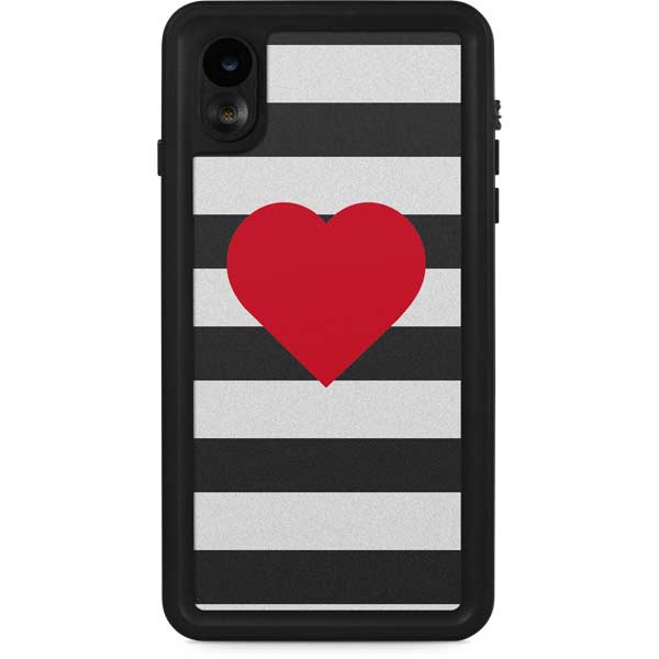 Black And White Striped Heart iPhone Cases