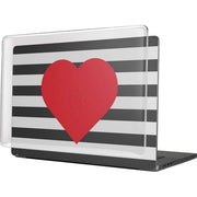 Black And White Striped Heart MacBook Cases