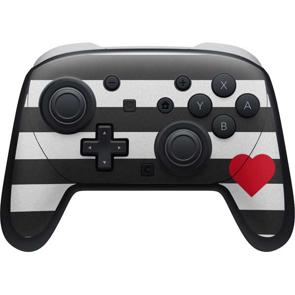 Black And White Striped Heart Nintendo Skins