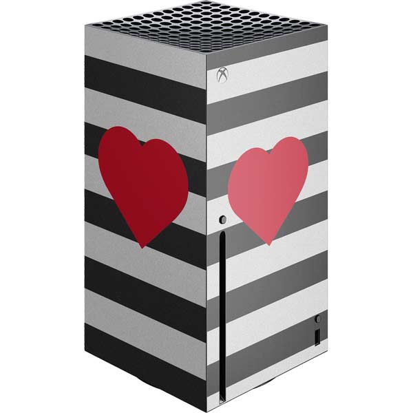 Black And White Striped Heart Xbox Series X Skins