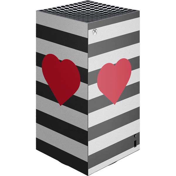 Black And White Striped Heart Xbox Series X Skins